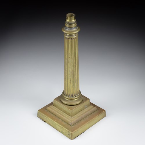 Early 20Th Century Brass Column Lamp