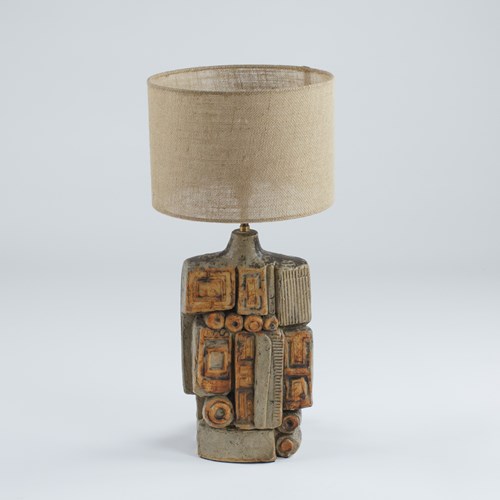Bernard Rooke Abstract Relief Stoneware Table Lamp