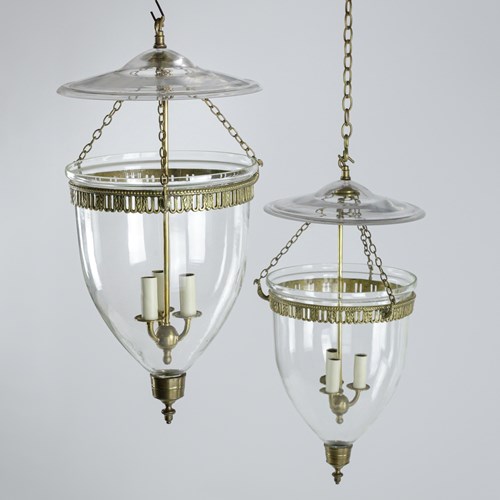 Pair Of Regency Style Gilt Brass Mounted Hanging Storm Lantern