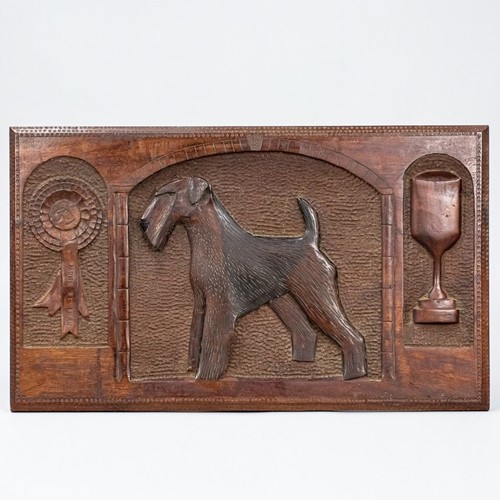 Fox Or Airedale Terrier Relief Carved Best In Show