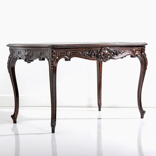 French Table Or Desk With Wonderful Patinated Leather Insert
