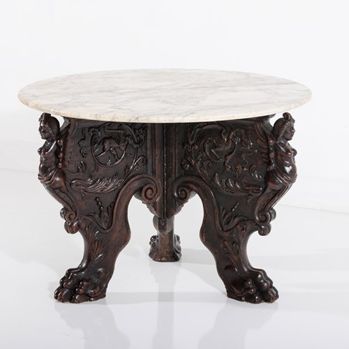 Extraordinary Neo Renaissance Centre Table With  Marble Top
