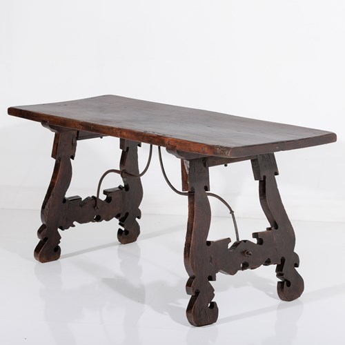 Spanish Single Plank Walnut Trestle Table