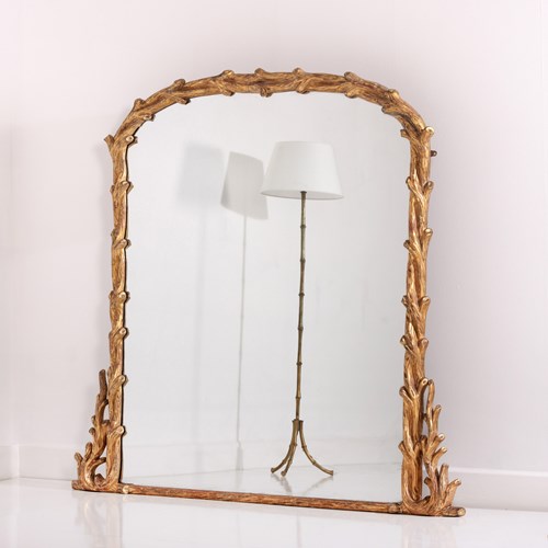Faux Bois Overmantel Mirror With Original Mercury Glass