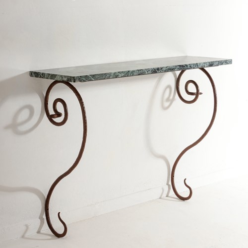 Wrought Iron And Marble Serpent Console In The Manner Of Paul Poiret