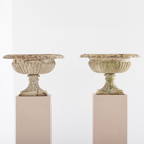 Pair Of 19Th Century Cast Iron Urns