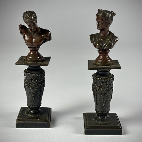 Pair Of Late 19Th Century Bronze Grand Tour Models Of Diana & Hermes