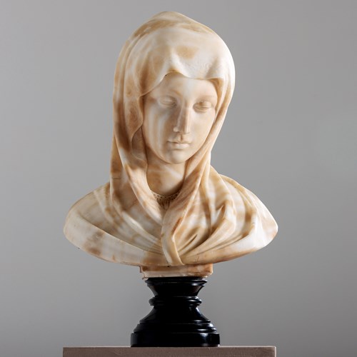 Elegant 19Th Century Italian Alabaster Bust