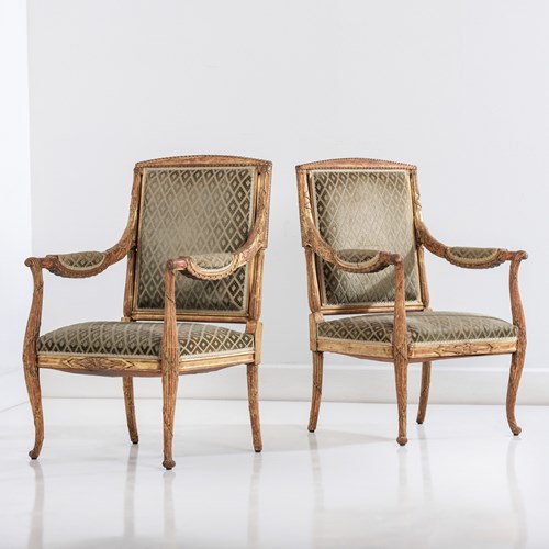 Pair Of Impressive Giltwood Salon Armchairs