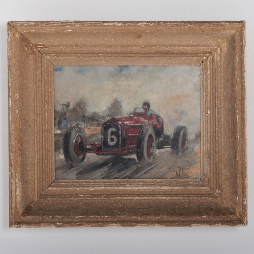 Early 20Th Century Motor Racing Painting By Robert De La Riviére (1909-1992)
