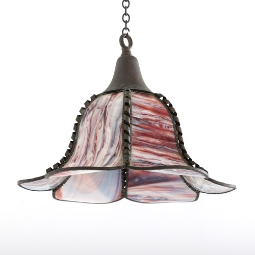 Remarkable Opaline Marble Glass Pendant Lamp