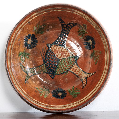 19Th Century Slipware Fish Bowl