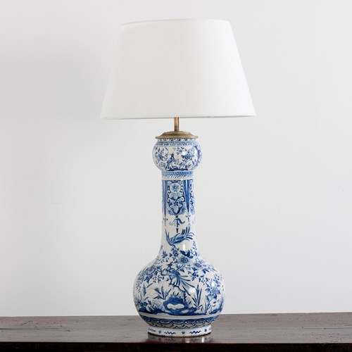 Huge Late 19Th Century Delft Desvres Garlic Vase Lamp