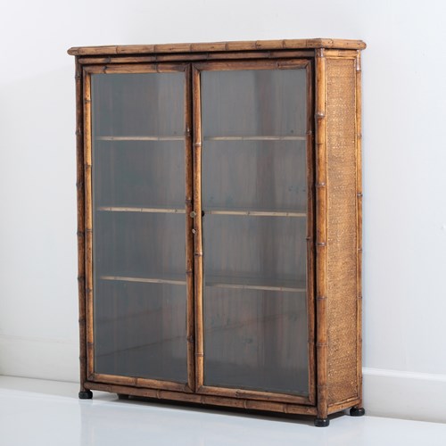 Early 20Th Century Glazed Bamboo Cabinet