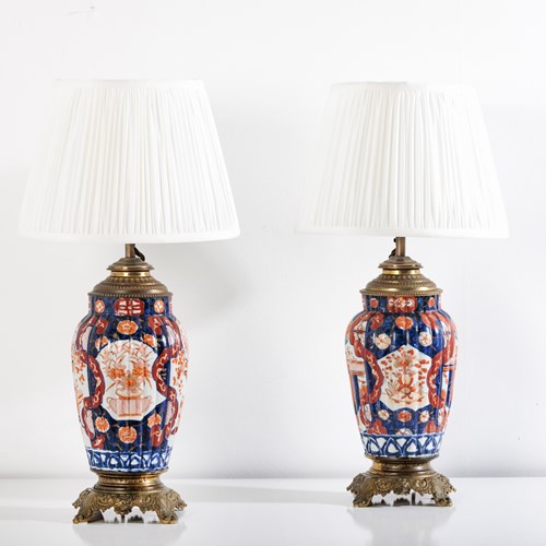 Pair Of 19Th Century Imari Vase As Lamps