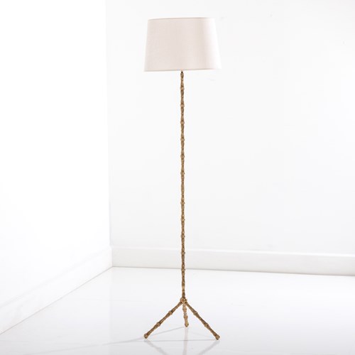 Brass Bobbin Floor Lamp In The Manner Of Maison Bagues