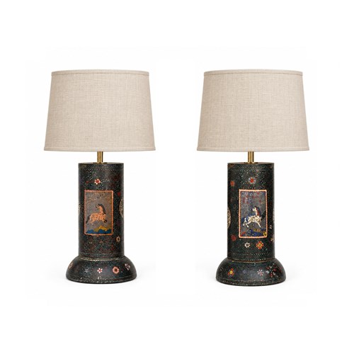 19Th-Century Enamel Lamps