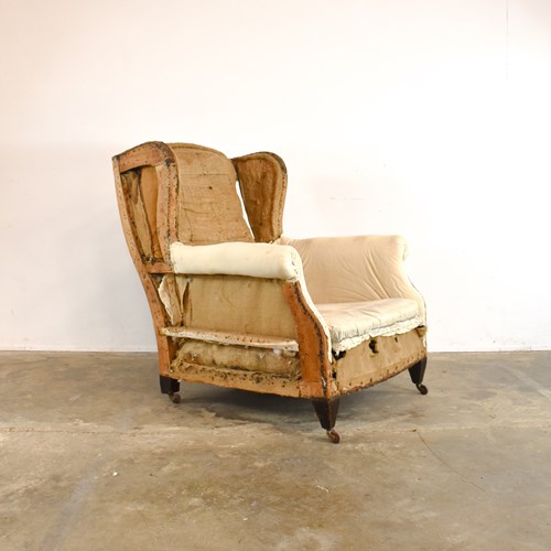 Deep Seated Edwardian Winged Armchair