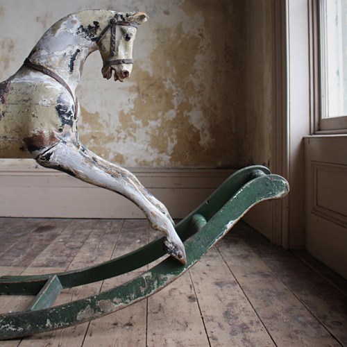 19Th Century English Carved Wooden Rocking Horse G & J Lines