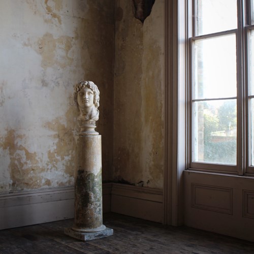19Th C Plaster Bust Of Alexander The Great & Plinth 