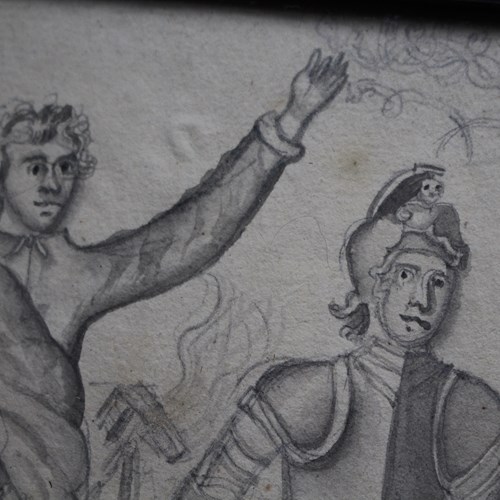 Early 19Th Century Pencil Sketch, Warrior & Divines 