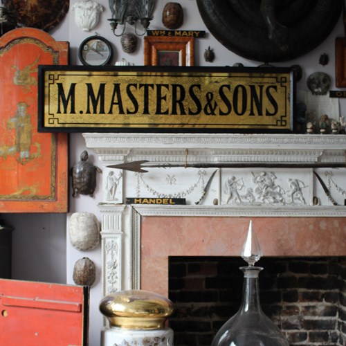 Early 20Th Century Verre Eglomise Trade Sign M.Masters & Son 