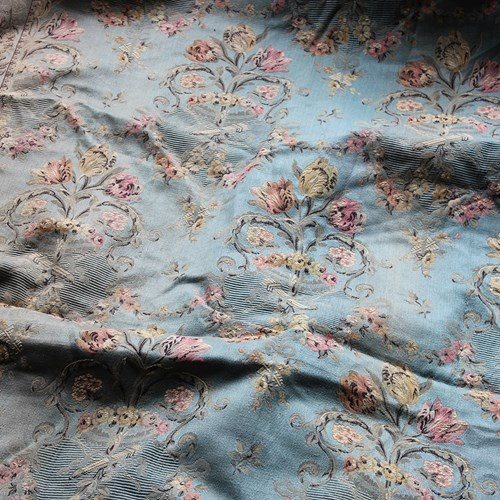 19Th C Pair Of French Tapestry Chateau Tulip Curtains 