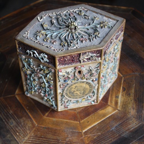 George III Quill Work Decorated Tea Caddy