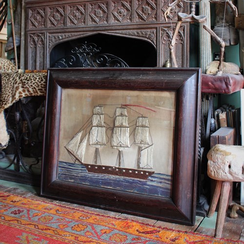 Large 19Th Century Sailors Woolwork 