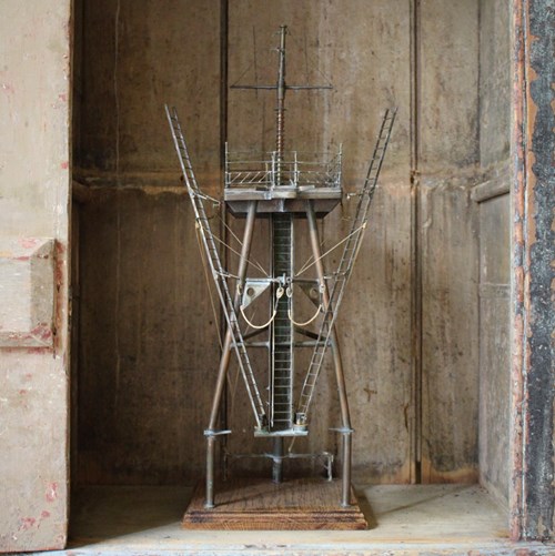 Brass & Copper Desk Model Of A Naval Ships Tripod Mast 