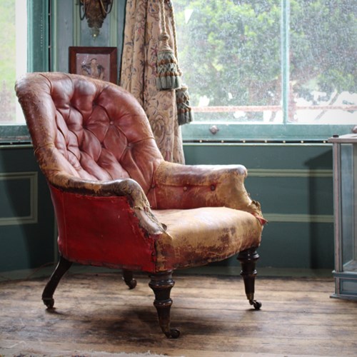 19Th Century Leather Tub Chair 