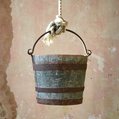 19th Century Blue Well Bucket 