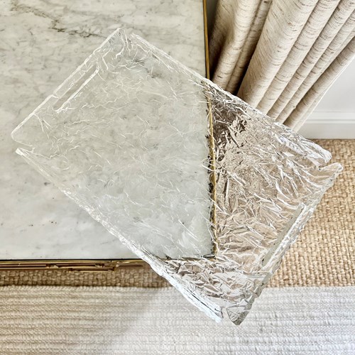 Iceberg Crackle Lucite Drinks Serving Tray