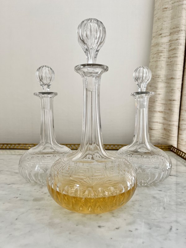 A Trio Of Greek Key Etched Cut Crystal Wine Decanters-the-vintage-entertainer-4802ae4e-a976-4af6-931d-f55d2859fc2d-main-638050711470676625.jpeg