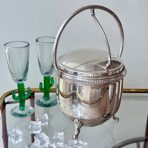 Large Vintage 1950s silver plated hinged thermal ice bucket