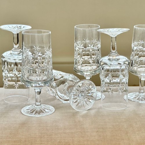 Fine Star Cut Crystal Short Stem Flutes C1969