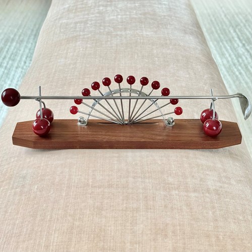 French Bakelite Cherry & Wood Cocktail Sticks Stand 