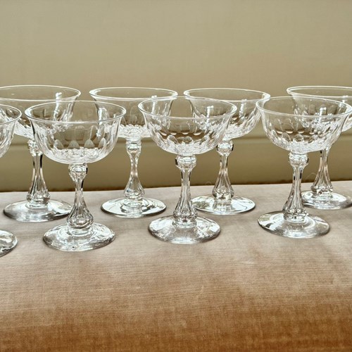 10 superb Victorian air bubble stem champagne coupes