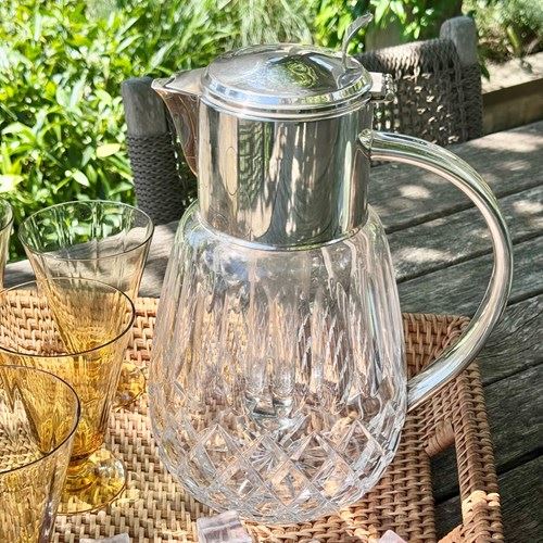 Hand Cut Crystal & Silver Plated Lemonade Cocktail Cooling Jug