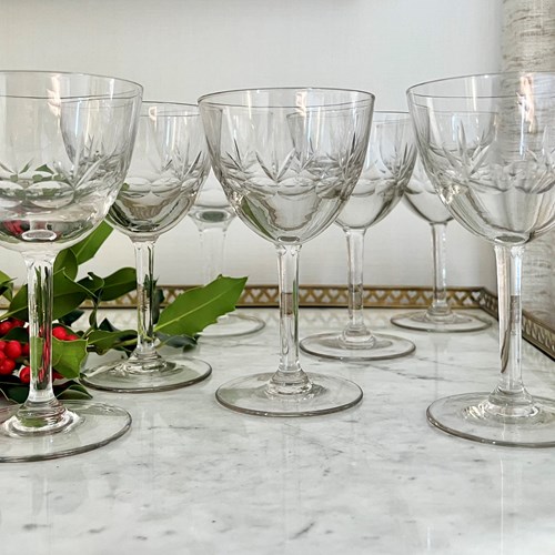 Set Of 7 Giant French Bistro Wine Goblet Glasses
