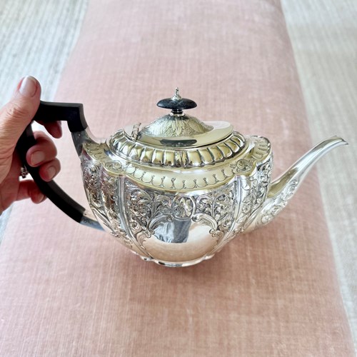 Elegant Victorian silver plated 3 piece tea service C1870 by John Round & Son