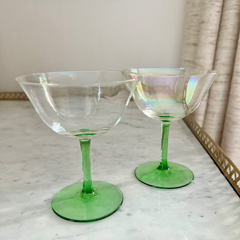 Pair Of Art Deco Iridescent & Green Cocktail Glasses-the-vintage-entertainer-img-1968-main-638371323861590695.jpeg