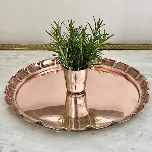 Arts & Crafts Copper Pie Crust Rim Drinks Tray