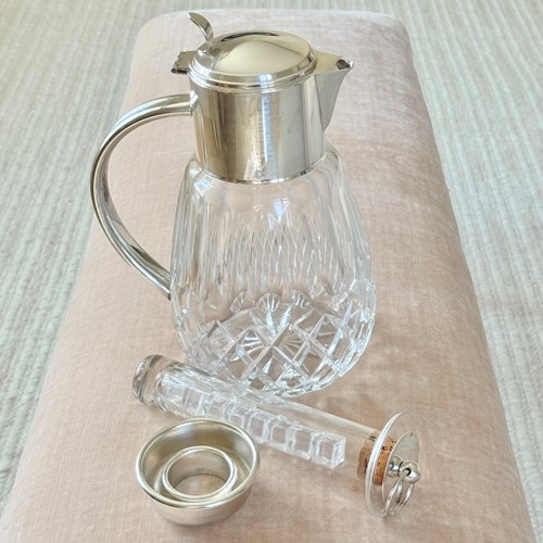 Crystal & Silver Plated Ice Chamber Cocktail Jug