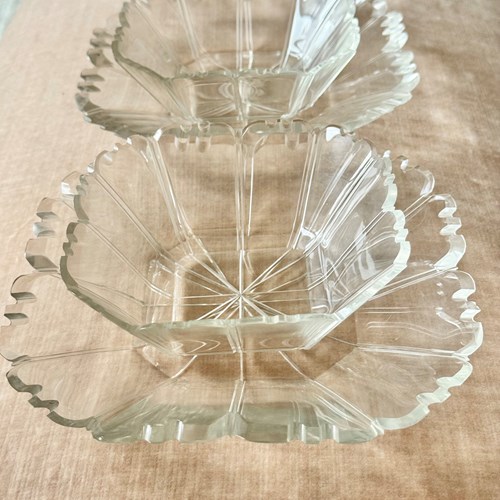 Biedermeier Hand Cut Glass Dessert Bowl & Plate Set C1840