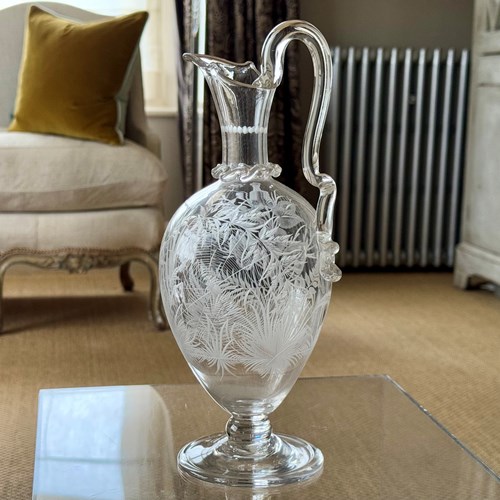 Superb Etched Glass Claret Jug Joseph Keller Stevens & Williams