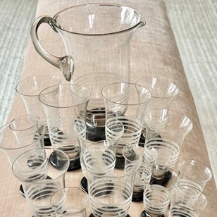 Set Art Deco Etched Lemonade Cockta...