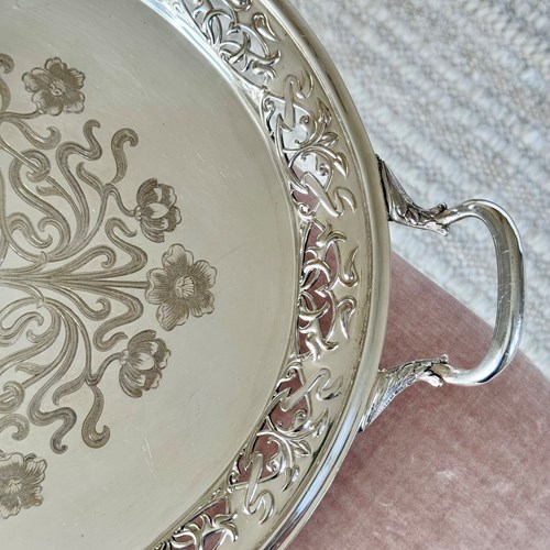 An Exceptional Edwardian Art Nouveau Silver-Gilt & EPNS Gallery Tray