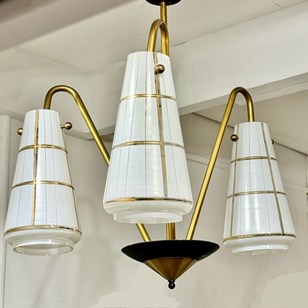 Mid Century Brass & Enamel Three Ar...