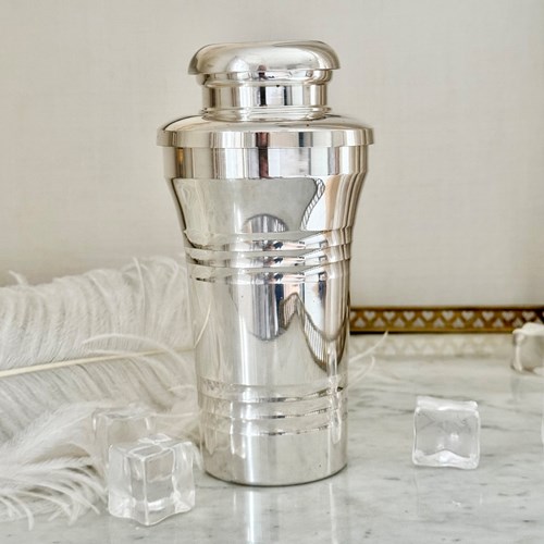 Superb Art Deco French Silver Plated Cocktail Shaker By Medard